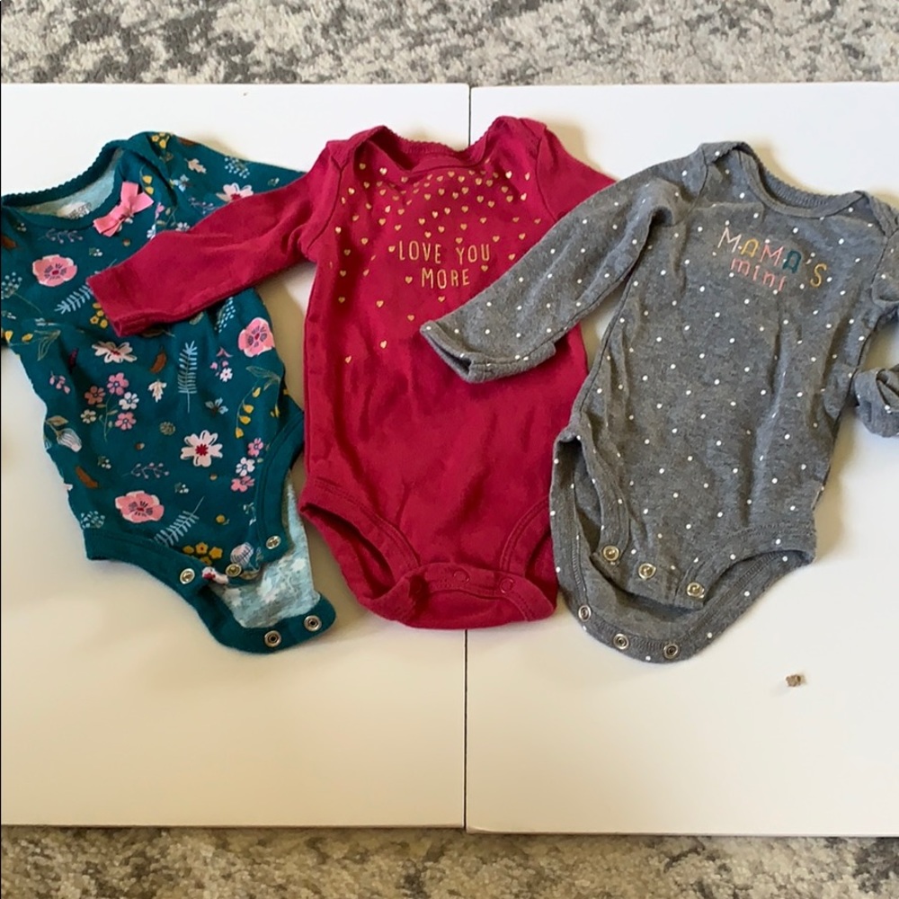 3 pack of Carter’s long sleeve onsies
